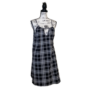 OBSESSION Short Black and White stripes/square dress